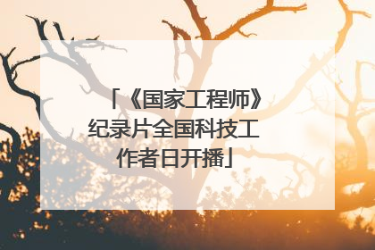 《国家工程师》纪录片全国科技工作者日开播