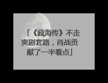 《藏海传》不走爽剧套路，肖战贡献了一半看点