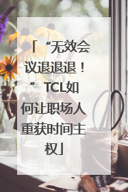 “无效会议退退退！”TCL如何让职场人重获时间主权