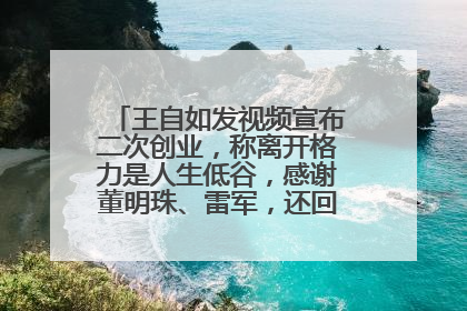 王自如发视频宣布二次创业，称离开格力是人生低谷，感谢董明珠、雷军，还回应了“工资条”：清楚自己要什么……