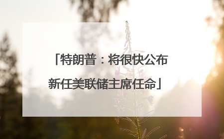 特朗普：将很快公布新任美联储主席任命