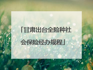 甘肃出台全险种社会保险经办规程