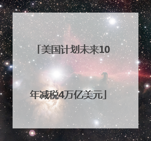 美国计划未来10年减税4万亿美元