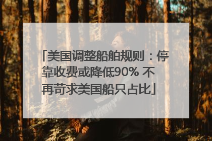 美国调整船舶规则：停靠收费或降低90% 不再苛求美国船只占比