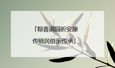 粽香满园祈安康 传统民俗乐传承
