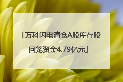 万科闪电清仓A股库存股 回笼资金4.79亿元
