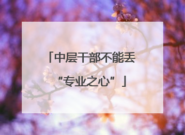 中层干部不能丢“专业之心”
