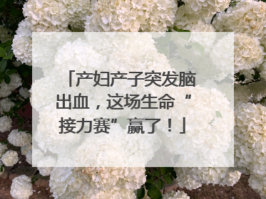 产妇产子突发脑出血，这场生命“接力赛”赢了！