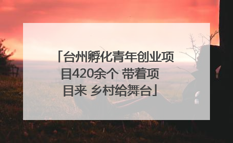 台州孵化青年创业项目420余个 带着项目来 乡村给舞台