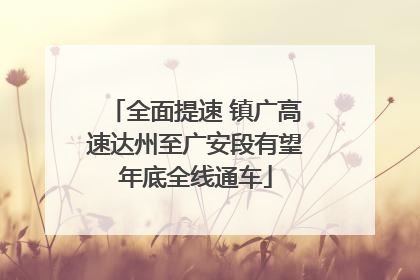 全面提速 镇广高速达州至广安段有望年底全线通车