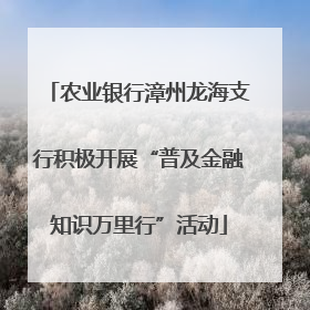 农业银行漳州龙海支行积极开展“普及金融知识万里行”活动