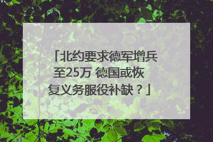北约要求德军增兵至25万 德国或恢复义务服役补缺？