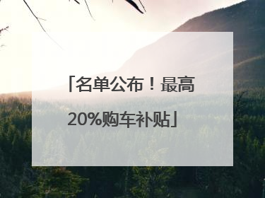 名单公布！最高20%购车补贴