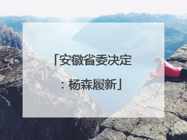 安徽省委决定：杨森履新