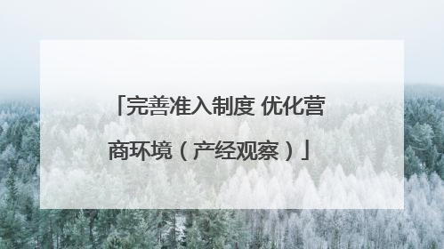 完善准入制度 优化营商环境（产经观察）