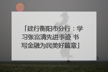 建行衡阳市分行：学习张富清先进事迹 书写金融为民美好篇章