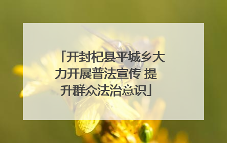 开封杞县平城乡大力开展普法宣传 提升群众法治意识
