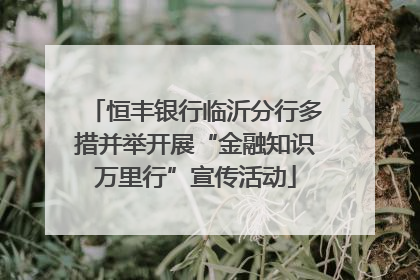 恒丰银行临沂分行多措并举开展“金融知识万里行”宣传活动