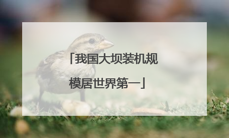 我国大坝装机规模居世界第一
