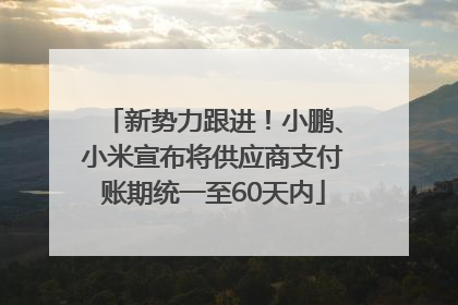 新势力跟进！小鹏、小米宣布将供应商支付账期统一至60天内