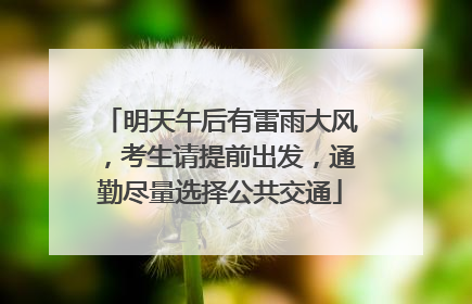 明天午后有雷雨大风，考生请提前出发，通勤尽量选择公共交通