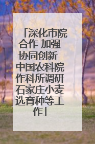 深化市院合作 加强协同创新 中国农科院作科所调研石家庄小麦选育种等工作