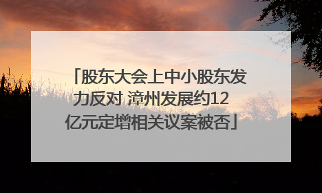 股东大会上中小股东发力反对 漳州发展约12亿元定增相关议案被否