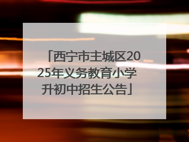 西宁市主城区2025年义务教育小学升初中招生公告