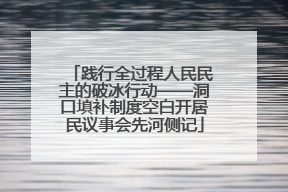 践行全过程人民民主的破冰行动——洞口填补制度空白开居民议事会先河侧记