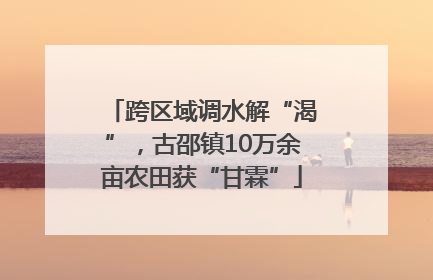跨区域调水解“渴”，古邵镇10万余亩农田获“甘霖”