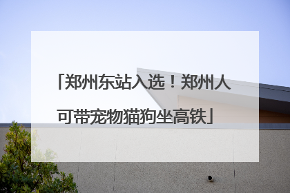 郑州东站入选！郑州人可带宠物猫狗坐高铁