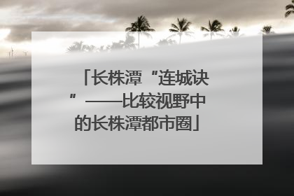 长株潭“连城诀”——比较视野中的长株潭都市圈
