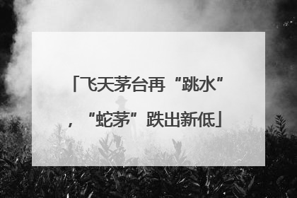 飞天茅台再“跳水”，“蛇茅”跌出新低