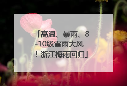 高温、暴雨、8-10级雷雨大风！浙江梅雨回归