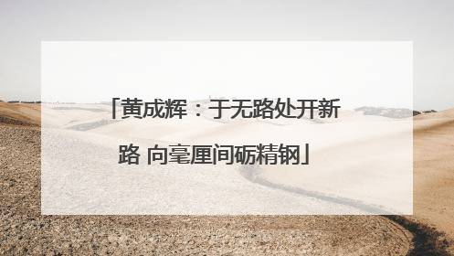 黄成辉：于无路处开新路 向毫厘间砺精钢