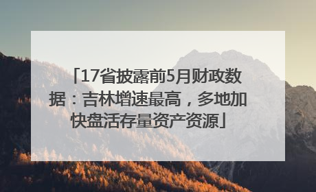 17省披露前5月财政数据：吉林增速最高，多地加快盘活存量资产资源